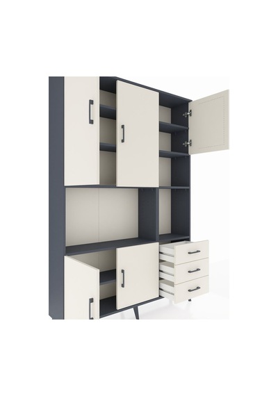Arges Dolap 9 Raflı 3 Çekmeceli 5 Kapaklı 132x30x195 Antrasit-aytaşı/aytaşı Aytası/aytası Arges Dolap 9 Raflı 3 Çekmeceli 5 Kapaklı 132x30x195 Antrasit-aytaşı/aytaşı Aytası/aytası