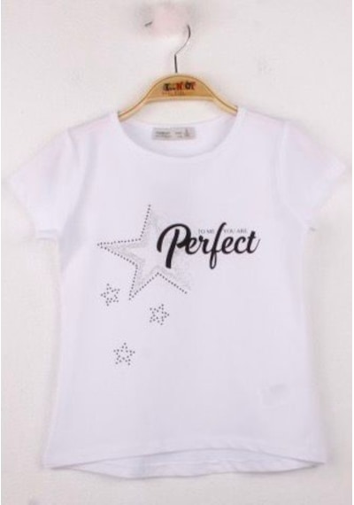 Toontoy Kids Toontoy Kız Çocuk Perfect Yıldız Baskılı Tişört Pudra