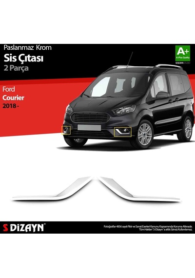 S-Dizayn  Ford Courier Krom Sis Farı Çerçevesi 2 Prç. 2018 Ve Üzeri