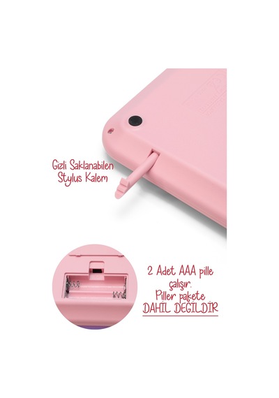 Lcd Ekran Yazı Tahtalı Hesap Makinesi 12 Haneli Tabletli Hesap Makinesi Pastel Pembe