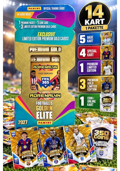 Panini Fıfa 365 Adrenalyn Xl 2027 Premium Gold Futbolcu Kartı 1 Paket 14 Kart