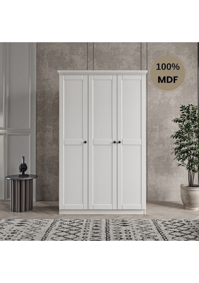Dali 3 Kapılı Mdf Country Gardırop Beyaz