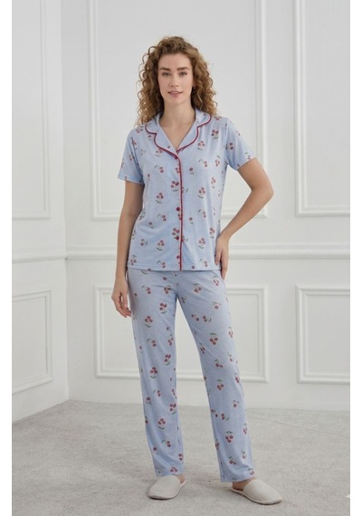 Miressa Düğmeli Pijama Takımı Bebe Mavisi