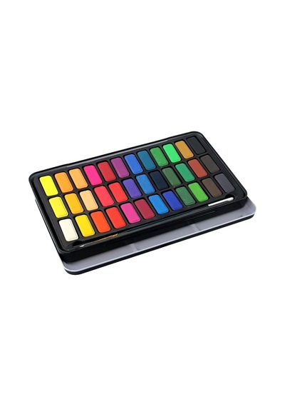 E&d Art Bianyo Aquarelle 36'lı Tablet Taş Sulu Boya Seti - Karton