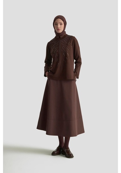 Armine Trend Taş Baskılı Triko Tunik Kahverengi 25ytd4126 Kahverengi