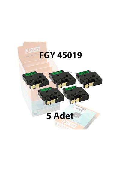 Dymo D1 Muadili Etiket Plastik Yeşil - 12 Mm X 7 Mt - 45019 - Eko Paket 5 Li
