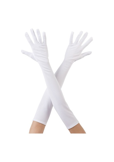 Beyaz Renk Dirseğe Kadar Uzun Kumaş Eldiven 40 Cm Diğer