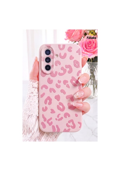 Fibaks Galaxy S22 Uyumlu Kılıf Pembe Leopar Şık Tasarımlı Premium İnce Soft Silikon