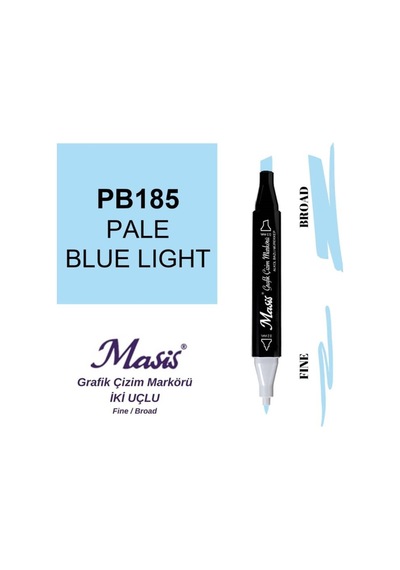 Çift Uçlu Marker Grafik Çizim Kalemi 185 Mat Açık Mavi
