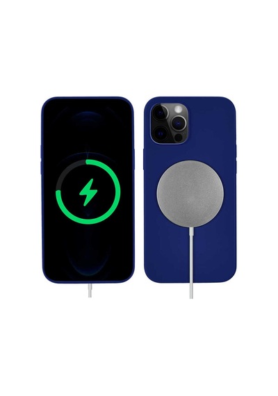 Apple Uyumlu iPhone 13 Pro Kılıf Zore Silksafe Wireless Kapak Mavi