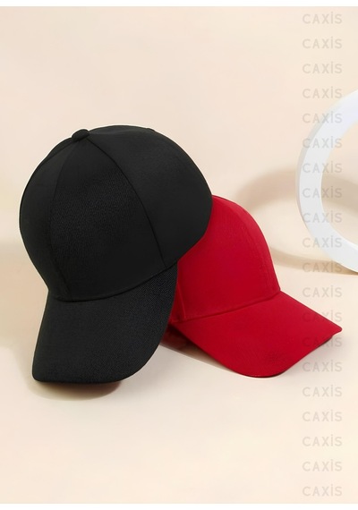 Caxis Spor Şapka Unisex 2 Adet Arkası Cırtlı Ayarlanabilir Kırmızı - Siyah