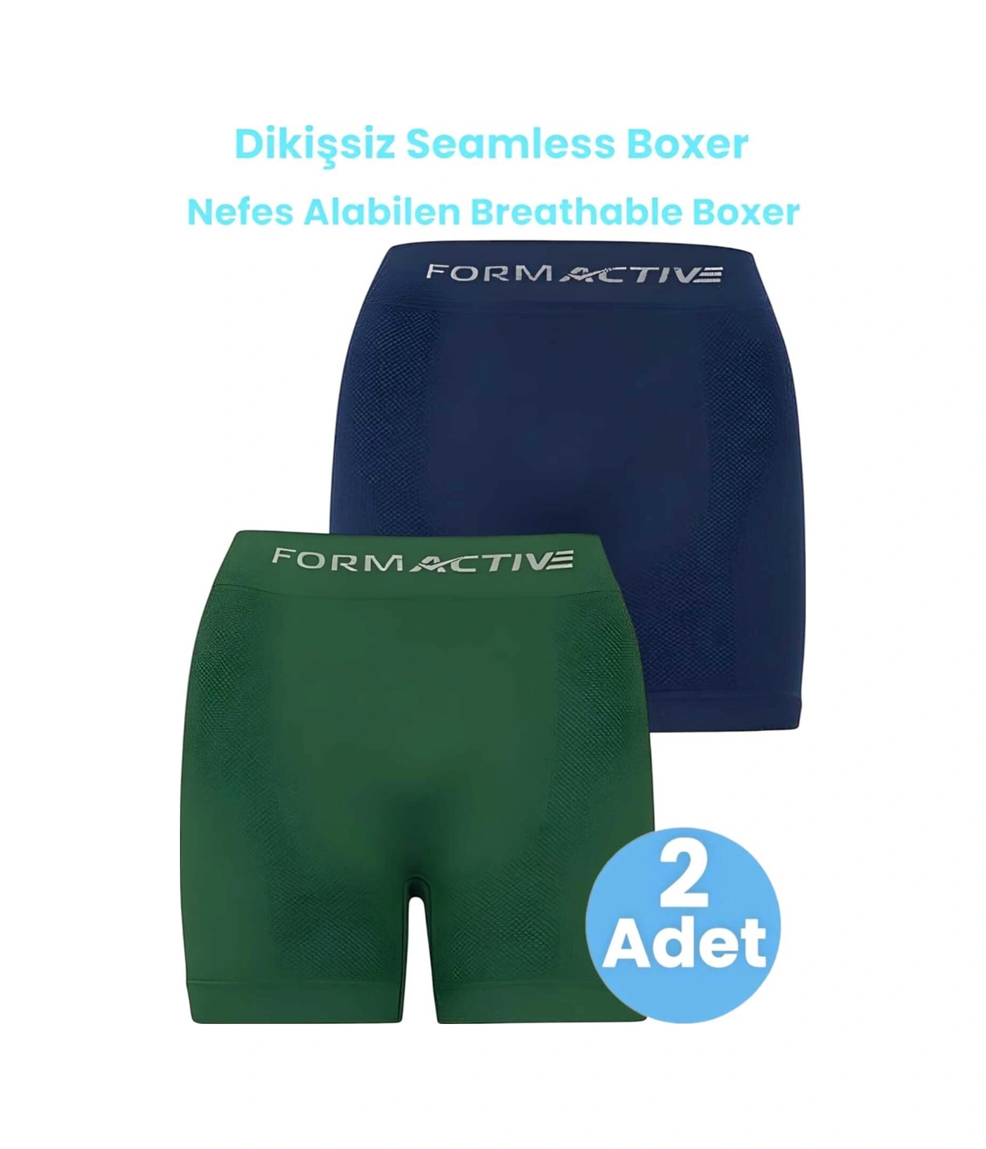 Tezzgelsin Erkek Dikişsiz/seamless Nefes Alabilen Boxer 2'li Set Lacivert - Yeşil
