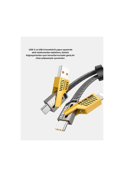 Usb-a 4 Ü 1 Arada Örgülü Kablo Metal Uç Dayanıklı