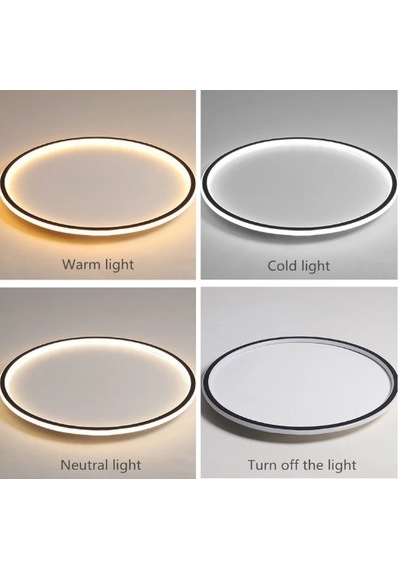 Siyah Ø40 cm Çember Avize 3000K Sarı Işık Led Tavan Lambası