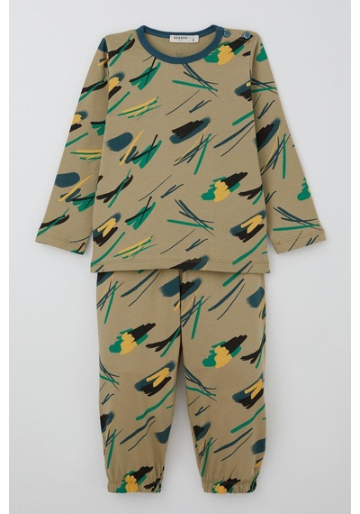 Breeze Erkek Bebek Pijama Takımı Renkli Fırça Vuruşu 9 Ay-3 Yaş, Haki Yeşil Haki Yeşil