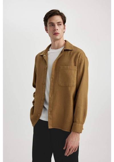 DeFacto Oversize Geniş Kalıp Polo Yaka Waffle Uzun Kollu Gömlek C2841AX24SPKH502 DeFacto Oversize Geniş Kalıp Polo Yaka Waffle Uzun Kollu Gömlek C2841AX24SPKH502