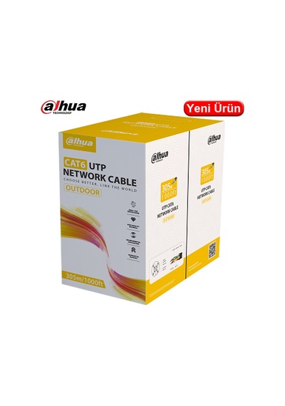 Dahua Pfm920-6un Cat6 Utp Lszh Polietilen Bakır Kablo 305mt. Siyah