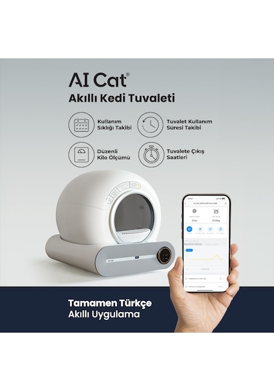 AI Cat Akıllı Kedi Tuvaleti - Otomatik Temizlenen Kapalı Kedi Kum Kabı (Poşet Hediyeli ve Elekli Paspas) AI Cat Akıllı Kedi Tuvaleti - Otomatik Temizlenen Kapalı Kedi Kum Kabı (Poşet Hediyeli ve Elekli Paspas)