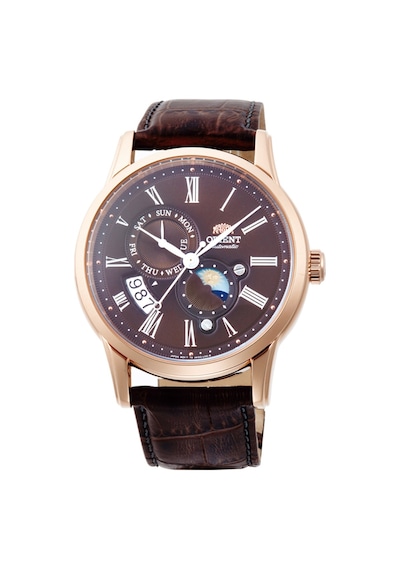 Orient Ra-ak0009t30b Kurmalı Otomatik Sun&moon Deri Kahverengi 43 Mm Erkek Kol Saati Rose Gold