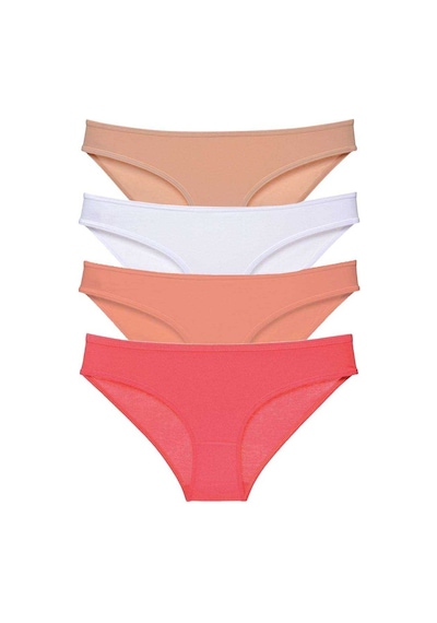 4 adet Süper Eko Set Likralı Kadın Slip Külot Ten Beyaz Pudra Fuşya