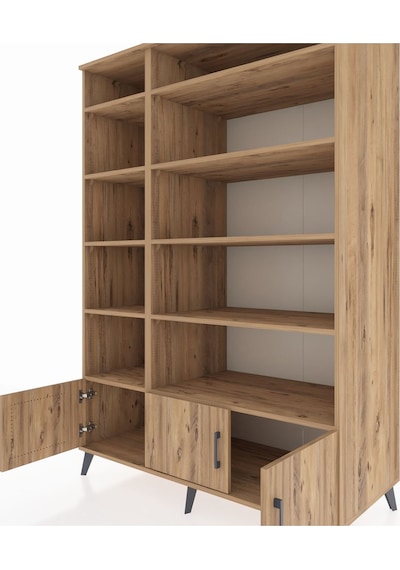Kronos Dolap 10 Raflı 3 Kapaklı 132x59x195 Çam-çam/çam Çam