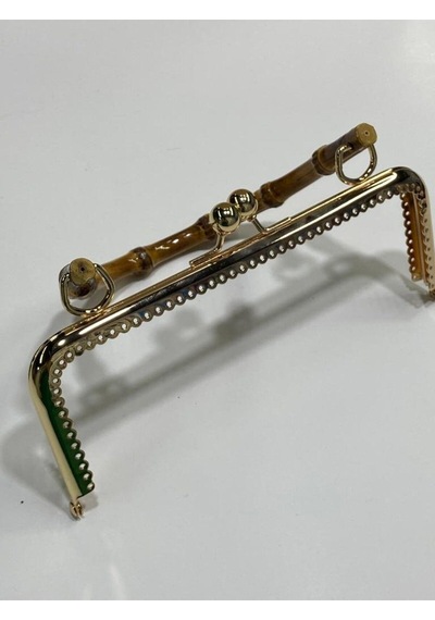 Karantuhafiye Çanta Ve Cüzdan Klipsi Bambu Saplı Kare Model 20 Cm Gold Gold Çok Renkli