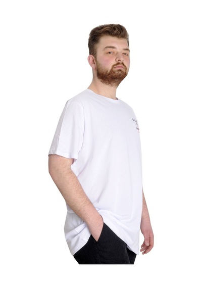 Mode Xl Büyük Beden Erkek T-Shirt Culture 23146 Beyaz 001