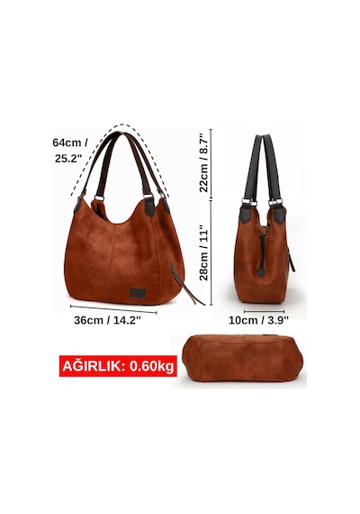 Myra Kadın Kiremit Turuncu Pu Deri Günlük Omuz Yumuşak Tote Çanta Kiremit