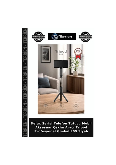 Delux Serisi Telefon Tutucu Mobil Aksesuar Çekim Aracı Tripod Profesyonel Gimbal L09 Siyah