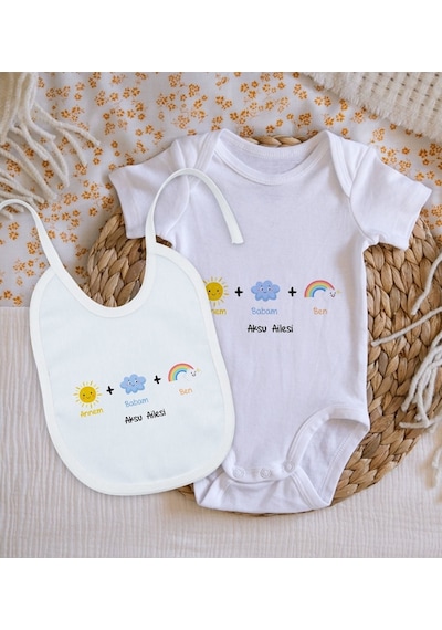 Bitmeyenkartus Bk Kids Kişiye Özel Annem Babam Ben Tasarımlı Bebek Body Zıbın Ve Çok Renkli