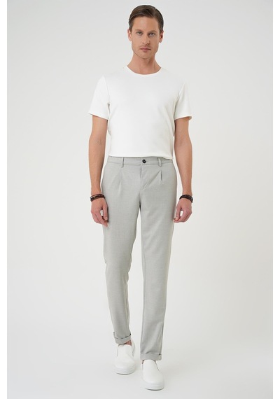 Efor Comfort Fit Beli Lastikli Pileli Gri Jogger Pantolon P 1182 Gri