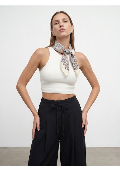 Dilvin 32941 Kolsuz Crop Top-ekru