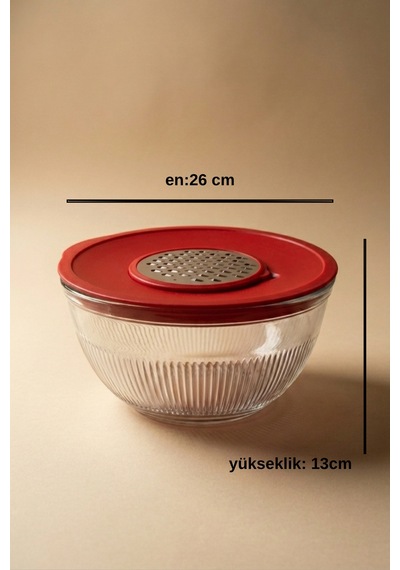 Çok Amaçlı Rende Ve Mikser Cam Karıştırma Kabı 5000 Ml kırmızı