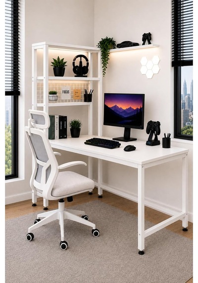 Atlas 160 Cm Raflı Oyuncu Ve Çalışma Masası, Gömme Gün Işığı Led'li, Beyaz Çok Renkli Atlas 160 Cm Raflı Oyuncu Ve Çalışma Masası, Gömme Gün Işığı Led'li, Beyaz Çok Renkli