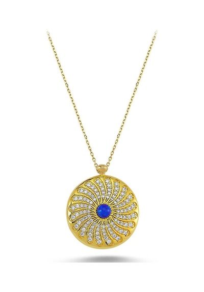 Renkli Zirkon Taşlı Opal Kolye (498590725)