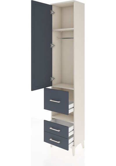 Arges Dolap 3 Raflı 3 Çekmeceli Tek Askılı 44x30x221 Aytaşı-antrasit Aytası