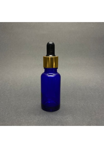 20ml Mavi Cam Damlalıklı Şişe , Gold Metal Kapak , 20 Cc Mavi Cam