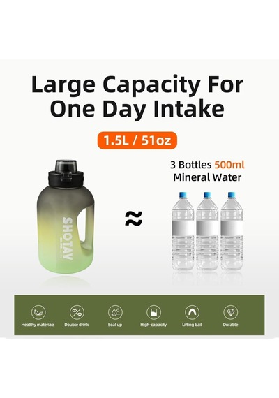 Shotay Colorful Su Matarası Tritan Yeşil 1500ml Yeşil
