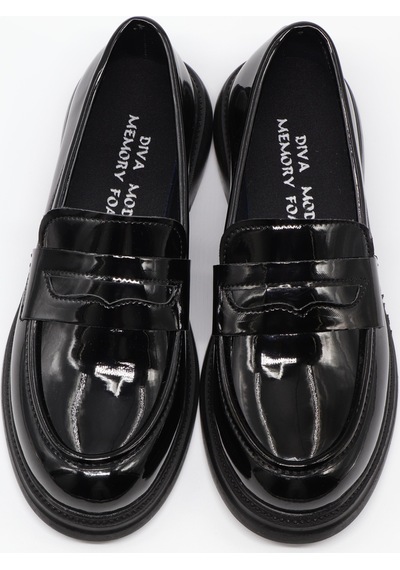 Nesilshoes Nesil Shoes Dvm 2530 Siyah Rugan Maskulen Kadın Loafer