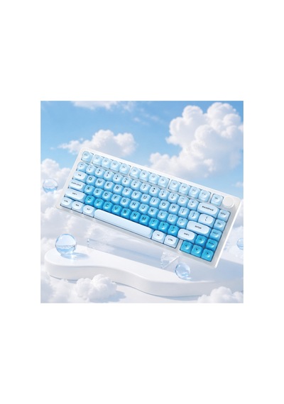 Leaven 128 Tuş Pbt Keycap Seti - Retro Yuvarlak Moa Profil Cherry Mx Uyumlu Klavye Tuşları - Mavi