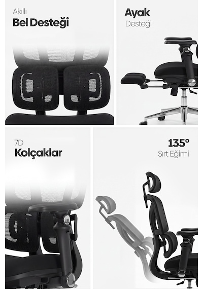 Braga Ergonomik Çalışma Koltuğu - Siyah