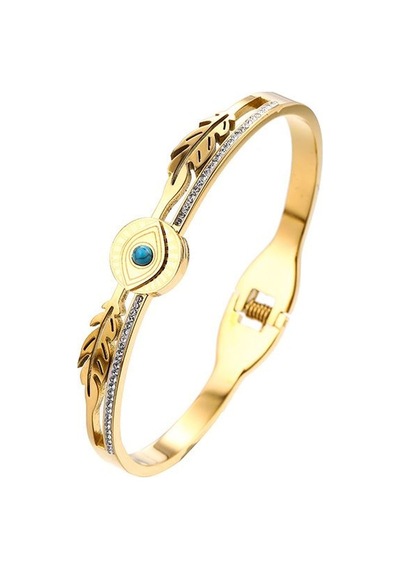 Chavin Gold Göz Çelik Taşlı Bayan Kelepçe Bileklik Eu12sr