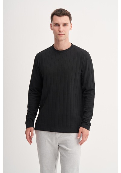Cazador 53950 Erkek Bisiklet Yaka Sweatshirt Siyah