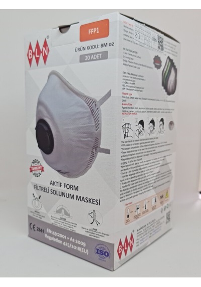 Bln Bm 02 Ffp1 Nr Aktif Form Konik Ventilli Toz Maske 20 Adet