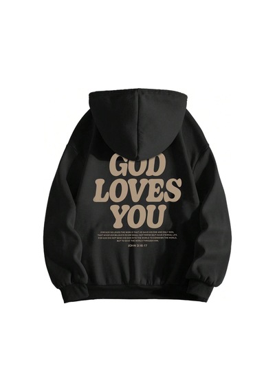 Good Loves You Baskılı Oversize Sweatshirt Siyah