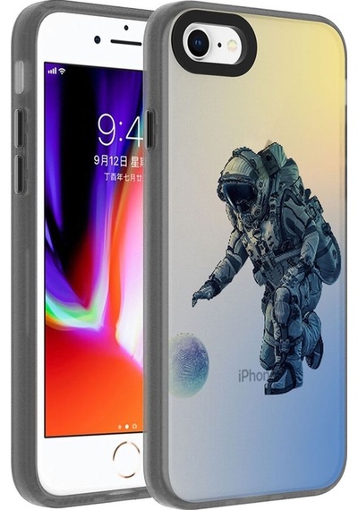 Apple Uyumlu iPhone 8 Kılıf Desenli Zore Dragon Sert Kapak Astronot
