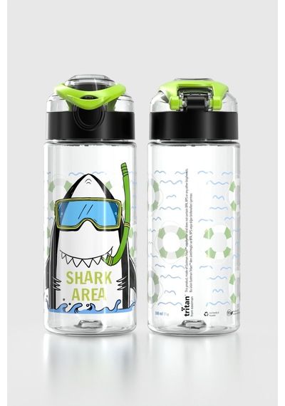 Renga Saga Shark Desenli 500 Ml Tritan Çocuk Matara 912014 Siyah-yeşil Siyah - Yeşil