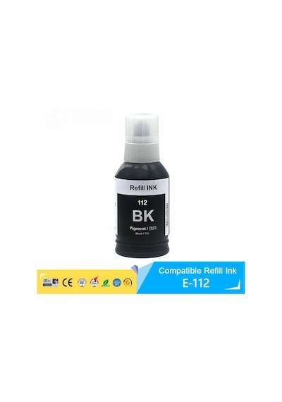 Epson 112 Ecotank L6460 Siyah İthal Uyumlu Pigmentli Mürekkep Siyah 127 Ml