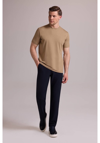 Erkek Vizon Regular Fit Bisiklet Yaka T-shirt