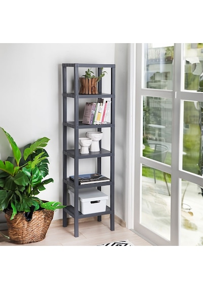 Mithra Life MIT1046 6 Katlı Plastik Gri Banyo Mutfak Rafı